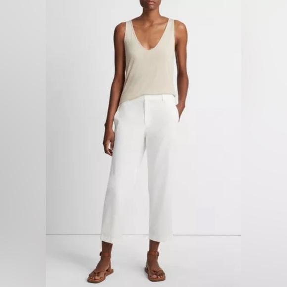 Vince Pants - Vince Low-Rise Washed Cotton Crop Pant